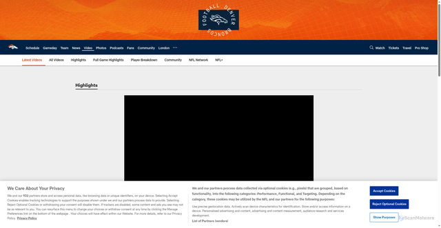 Security scan screenshot of https://www.denverbroncos.com/video/wr-lil-jordan-humphrey-picks-up-17-yards-on-catch-and-run-broncos-at-buccaneers