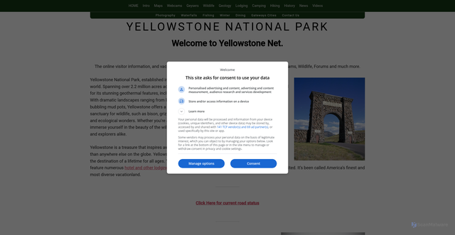 Security scan screenshot of https://yellowstone.net/