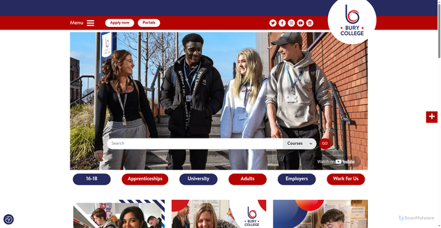 Security scan screenshot of https://burycollege.ac.uk/