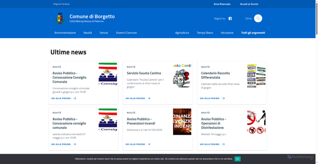 Security scan screenshot of https://www.comune.borgetto.pa.it