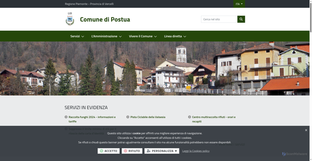 Security scan screenshot of https://www.comune.postua.vc.it/it-it/home