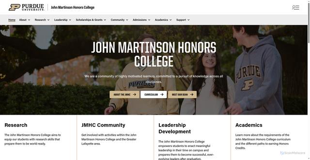 Security scan screenshot of https://www.honors.purdue.edu