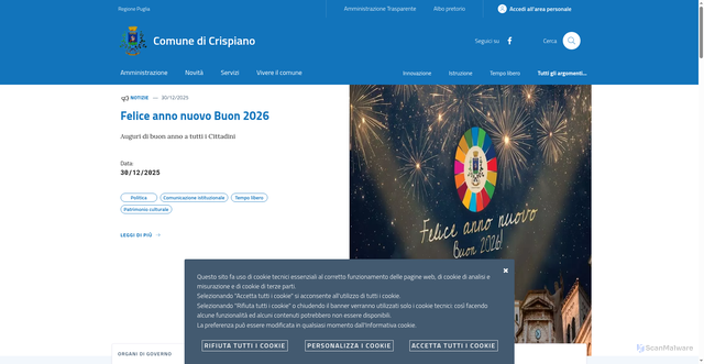 Security scan screenshot of https://www.comune.crispiano.ta.it/