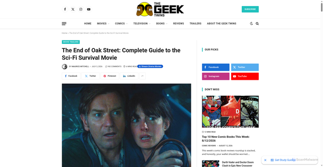 Security scan screenshot of https://thegeektwins.com/2026/07/the-end-of-oak-street-complete-guide-to-the-sci-fi-survival-movie.html