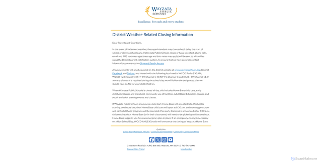 Security scan screenshot of https://www.wayzataschools.org/cf_enotify/view.cfm?n=706