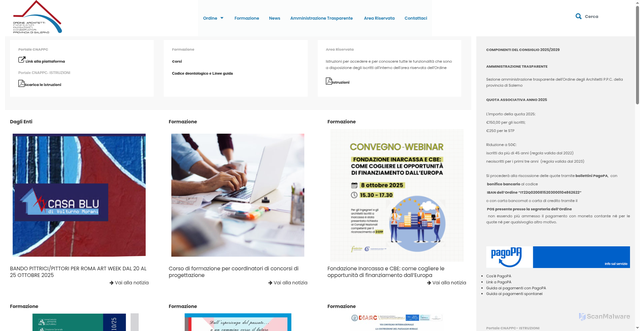 Security scan screenshot of https://www.architettisalerno.it/