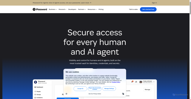 Security scan screenshot of https://1password-vault.co