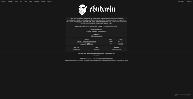 Security scan screenshot of https://chud.win/
