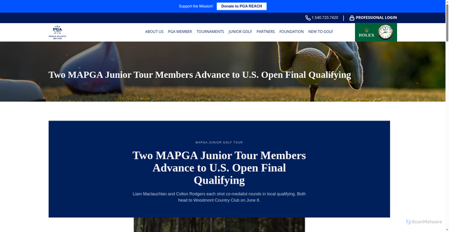 Security scan screenshot of https://mapga.com/news/two-mapga-junior-tour-members-advance-to-u-s-open-final-qualifying/