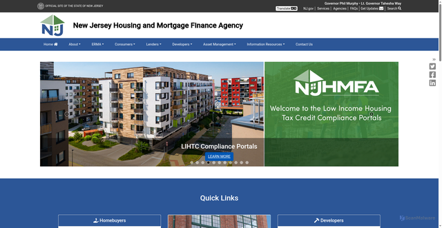 Security scan screenshot of https://www.nj.gov/dca/hmfa/