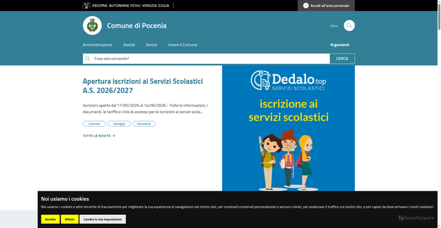 Security scan screenshot of https://www.comune.pocenia.ud.it