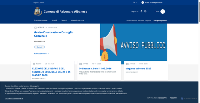 Security scan screenshot of https://www.comune.falconaraalbanese.cs.it