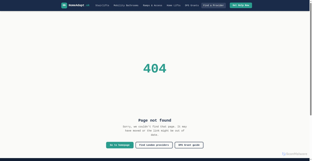 Security scan screenshot of https://homeadapt.uk/london/walk-in-baths/