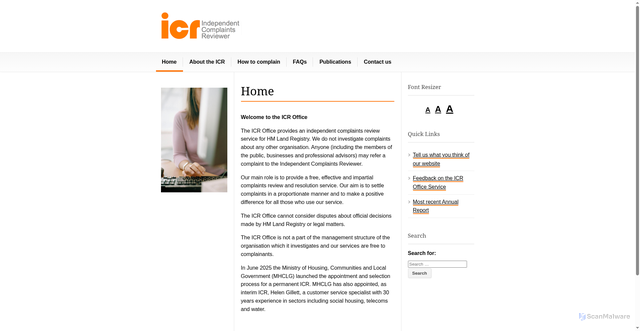 Security scan screenshot of http://www.icrev.org.uk