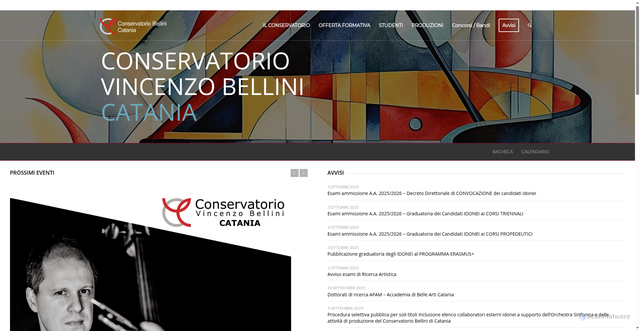 Security scan screenshot of https://www.conservatoriocatania.it/