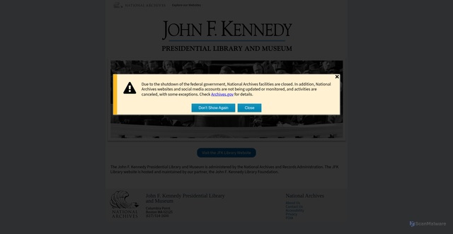 Security scan screenshot of https://jfklibrary.archives.gov/