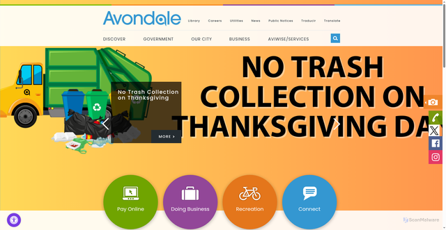 Security scan screenshot of https://www.avondaleaz.gov/