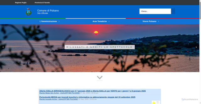 Security scan screenshot of https://www.comune.pulsano.ta.it/