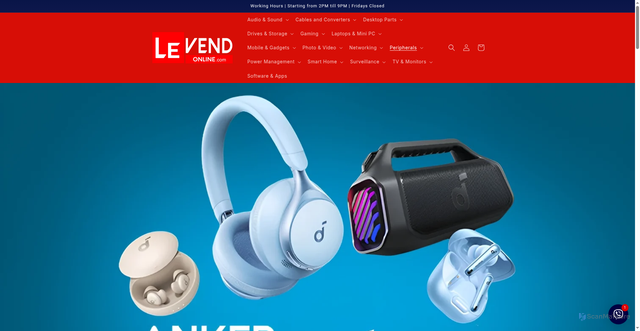 Security scan screenshot of https://levendonline.com/products/sony-playstation-5-slim-1tb-console-disc-edition-with-wireless-headset