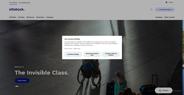 Security scan screenshot of https://www.ottobock.com