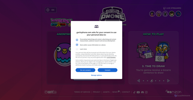 Security scan screenshot of https://garticphone.com