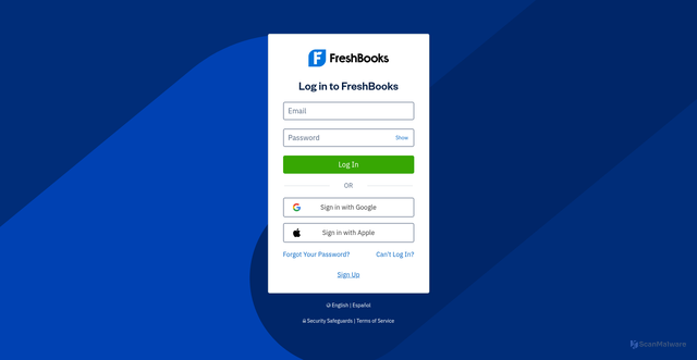 Security scan screenshot of https://auth.freshbooks.com