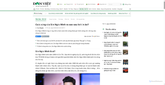 Security scan screenshot of https://danviet.vn/son-ngoc-minh-la-ai-20240830150358173-d1181401.html