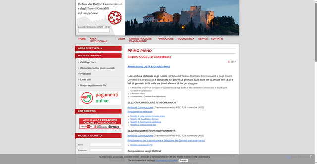 Security scan screenshot of https://www.odcec.cb.it/
