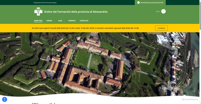 Security scan screenshot of https://www.ordinefarmacistial.it/
