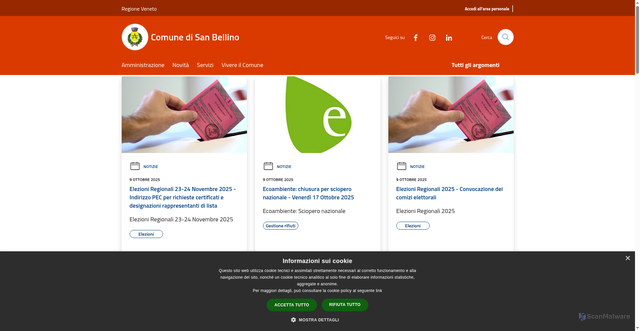 Security scan screenshot of https://www.comune.sanbellino.ro.it/it