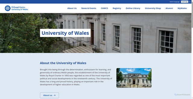 Security scan screenshot of https://www.wales.ac.uk/