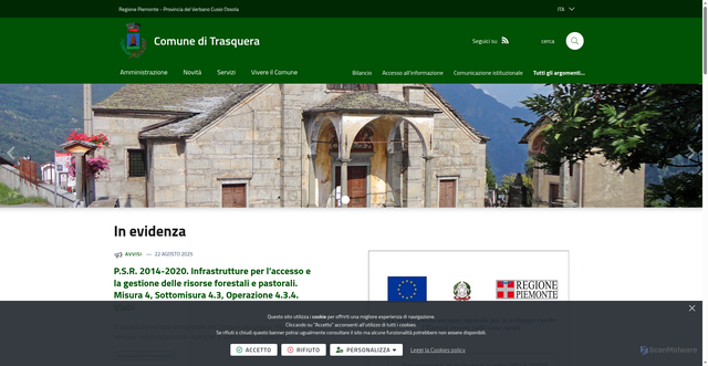 Security scan screenshot of https://www.comune.trasquera.vb.it