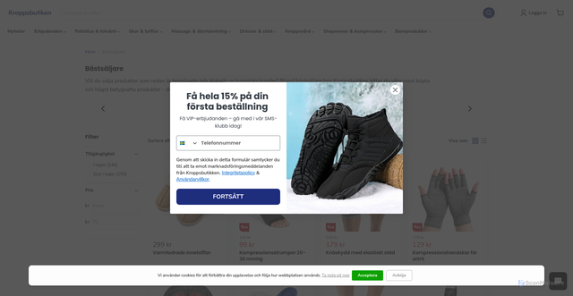 Security scan screenshot of https://kroppsbutiken.se/collections/bastsaljare?utm_source=Klaviyo&utm_medium=email&_kx=u2HszHdrGL0ko1AOBaw8Hz_zGjMiRUOnyG-u68ldHJo.V2UBpU
