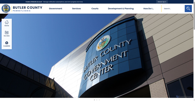 Security scan screenshot of https://butlercountypa.gov/