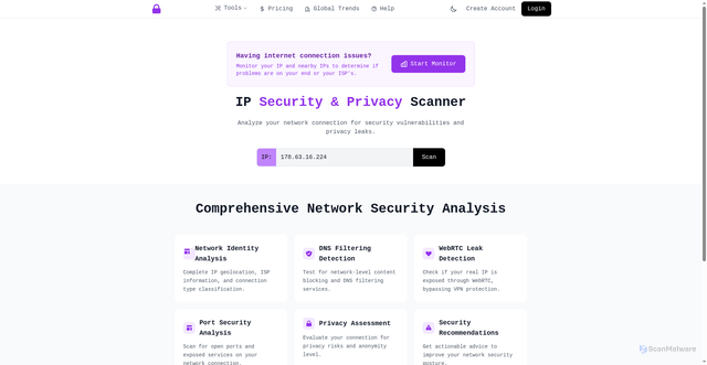 Security scan screenshot of https://internetsecure.org/ip