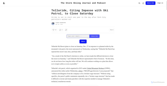 Security scan screenshot of https://www.stormskiing.com/p/telluride-citing-impasse-with-ski