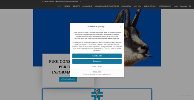 Security scan screenshot of https://www.ordineveterinaritrento.it/