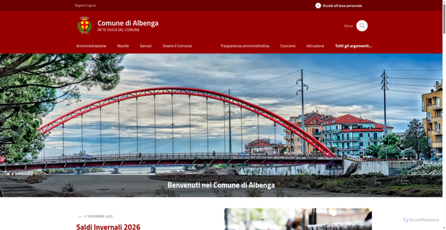 Security scan screenshot of https://www.comune.albenga.sv.it/