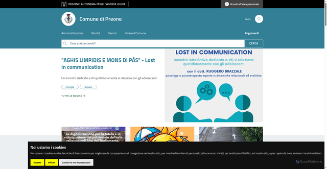 Security scan screenshot of https://www.comune.preone.ud.it