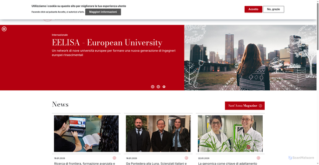 Security scan screenshot of https://www.santannapisa.it/it