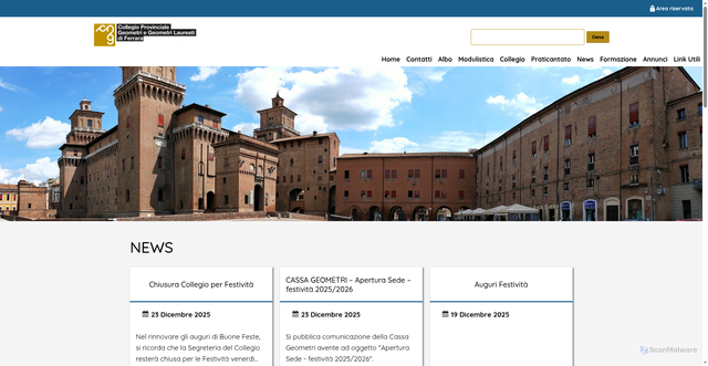 Security scan screenshot of https://www.collegiogeometri.fe.it/