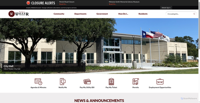 Security scan screenshot of https://wallertexas.gov/