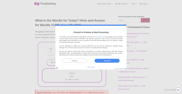 Security scan screenshot of https://puzzlesbay.com/todays-wordle-answers/