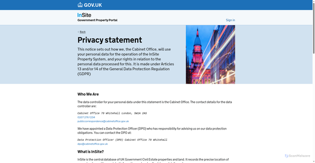Security scan screenshot of https://insite-uat.pages.dev/privacy-statement