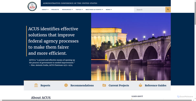 Security scan screenshot of https://www.acus.gov/