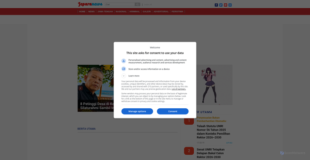 Security scan screenshot of https://jeparanews.sigapnews.co.id