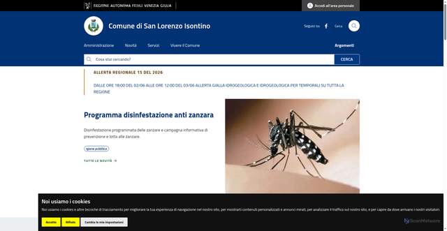 Security scan screenshot of https://www.comune.sanlorenzoisontino.go.it