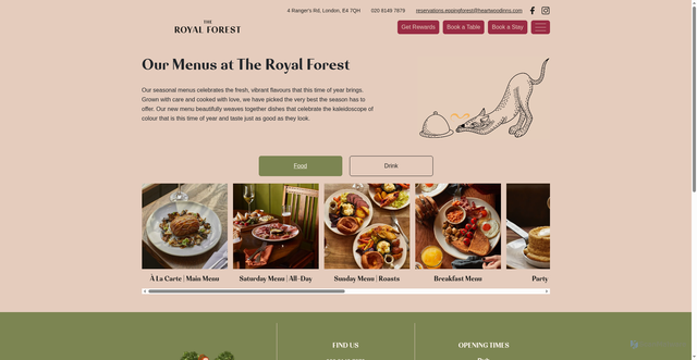 Security scan screenshot of https://royalforesteppingforest.com/menus/?utm_source=Atreemo&utm_medium=email&utm_campaign=4816-HWI%20Autumn%20Menu