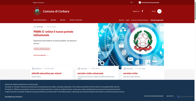 Security scan screenshot of https://www.comune.corbara.sa.it
