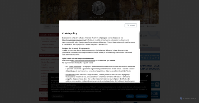 Security scan screenshot of https://www.ordineavvocatiravenna.it
